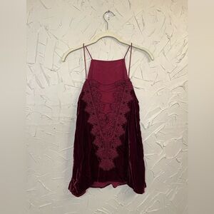 Cami NYC Charlie Red Velvet Lace Camisole Small
